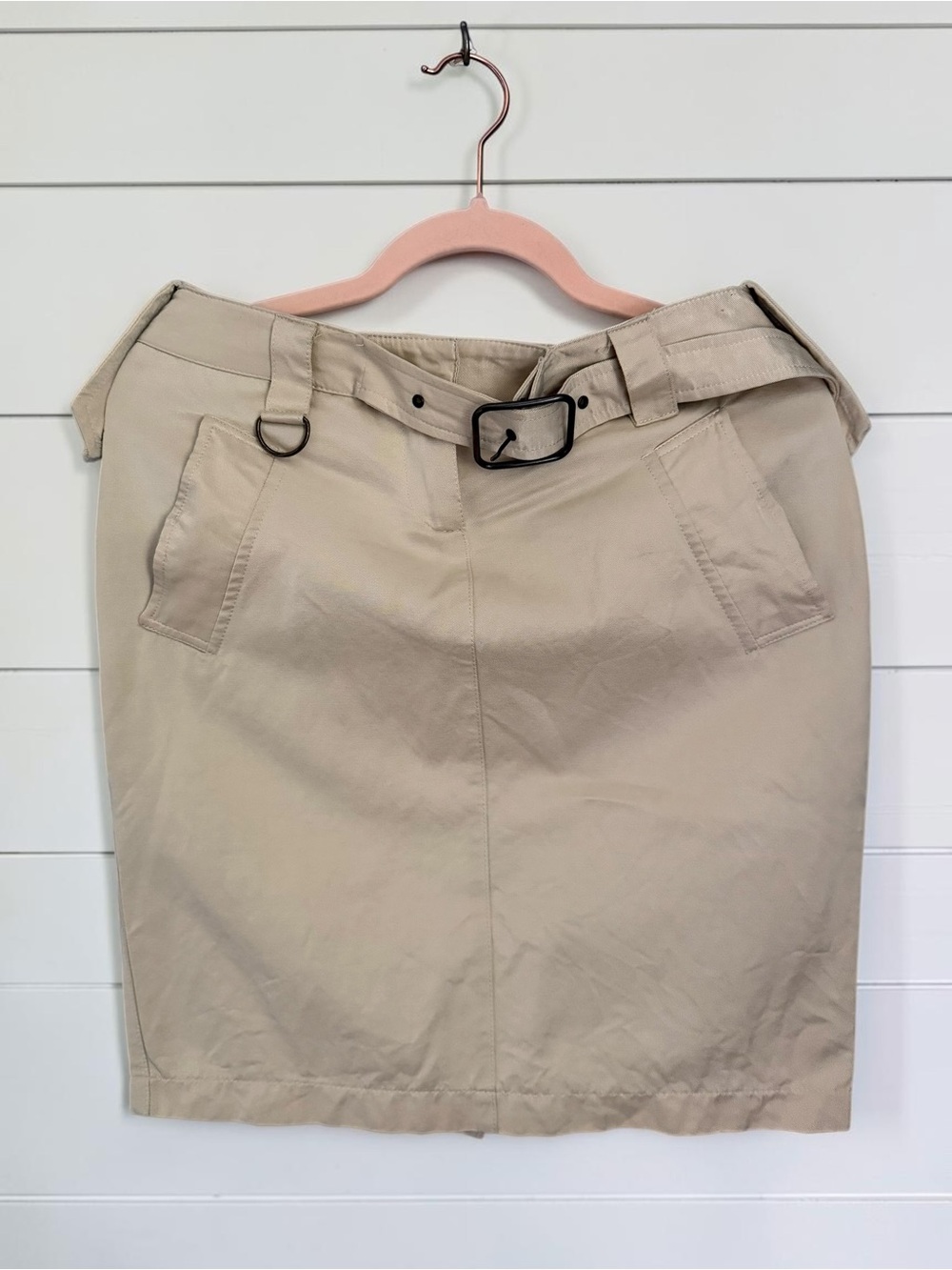 Motivi Made in Italy Khaki Safari Skirt 6 Belted D-Ring Utility Pencil
